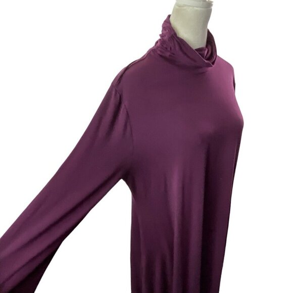 SOFT SURROUNDINGS Ruched Turtleneck Tunic Top Long Sleeve Purple LT 15-6 - Picture 7 of 16